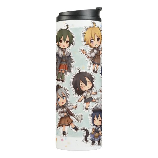 Chibi Anime Characters Sticker Set Thermosbecher (Nach links gedreht)