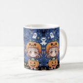 Chibi Anime Girl in Pumpkin-Kostüm Kaffeetasse (VorderseiteRechts)