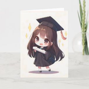 Chibi Anime Girl School Feiertagskarte