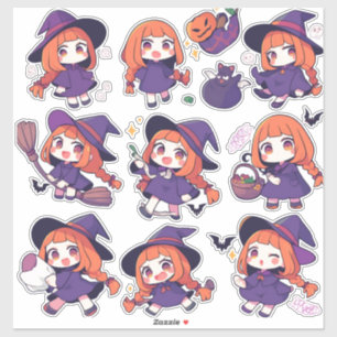 Chibi Anime Lila Hexe Vinyl Stickers nach Maß gesc Aufkleber