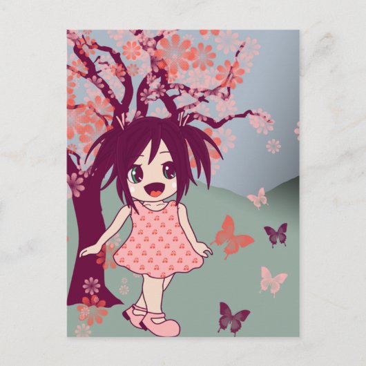Chibi Anime Manga Niedliche japanische Girl Postca Postkarte (Vorderseite)