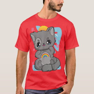 Chibi Anime Neko Pastel Goth Sakura Cat Angelcore T-Shirt