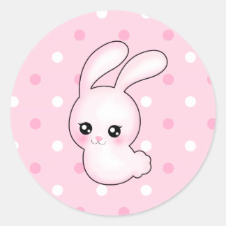 Chibi Anime Pink Osterzwerger Rabbit Runder Aufkleber