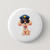 Chibi Anime Police Poodle Dog Button (Vorderseite)