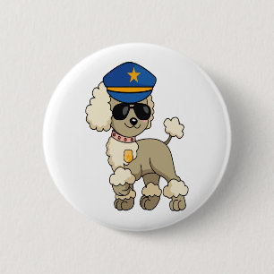 Chibi Anime Police Poodle Dog Button