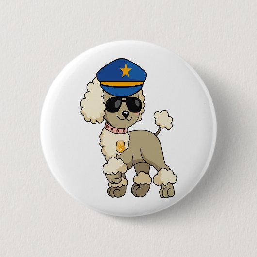 Chibi Anime Police Poodle Dog Button (Vorderseite)