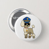Chibi Anime Police Poodle Dog Button (Vorne & Hinten)