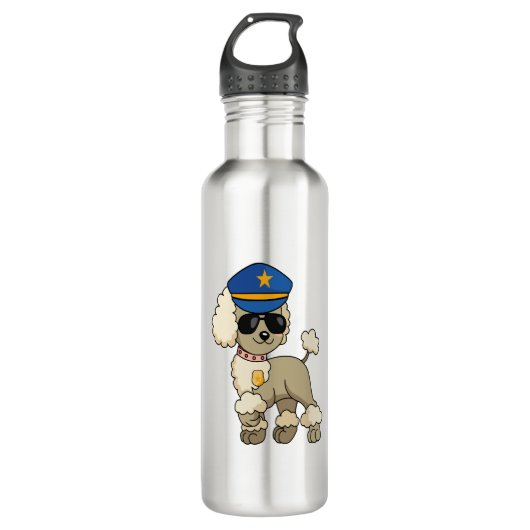 Chibi Anime Police Poodle Dog Edelstahlflasche (Vorderseite)