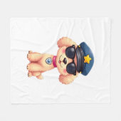 Chibi Anime Police Poodle Dog Fleecedecke (Vorderseite (Horizontal))