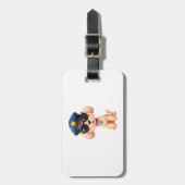 Chibi Anime Police Poodle Dog Gepäckanhänger (Vorderseite vertikal)