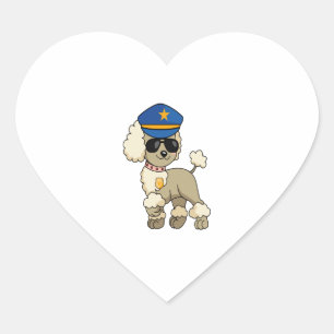 Chibi Anime Police Poodle Dog Herz-Aufkleber
