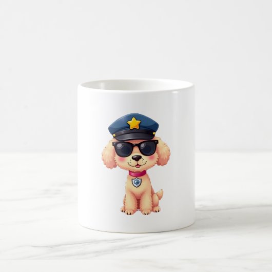 Chibi Anime Police Poodle Dog Kaffeetasse (Mittel)