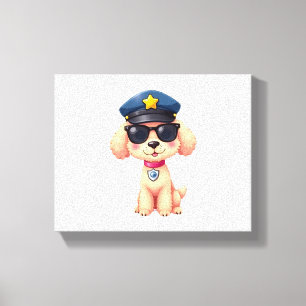 Chibi Anime Police Poodle Dog Leinwanddruck