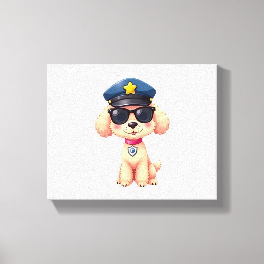 Chibi Anime Police Poodle Dog Leinwanddruck (Vorderseite)
