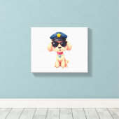 Chibi Anime Police Poodle Dog Leinwanddruck (Insitu (Holzboden))