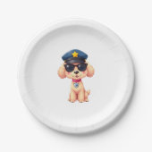 Chibi Anime Police Poodle Dog Pappteller (Vorderseite)