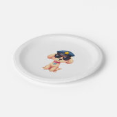 Chibi Anime Police Poodle Dog Pappteller (Schrägansicht)