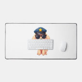Chibi Anime Police Poodle Dog Schreibtischunterlage (Tastatur & Maus)