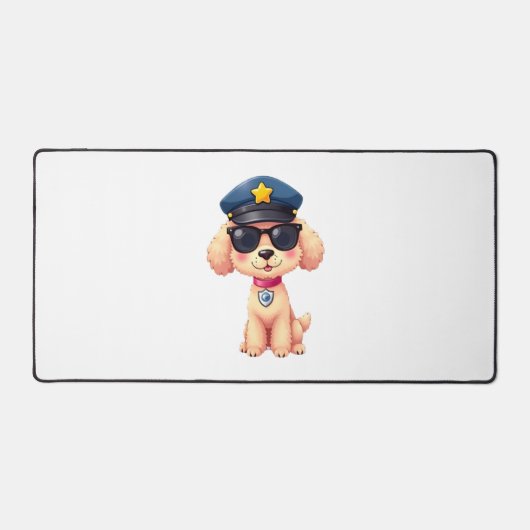 Chibi Anime Police Poodle Dog Schreibtischunterlage (Vorderseite)