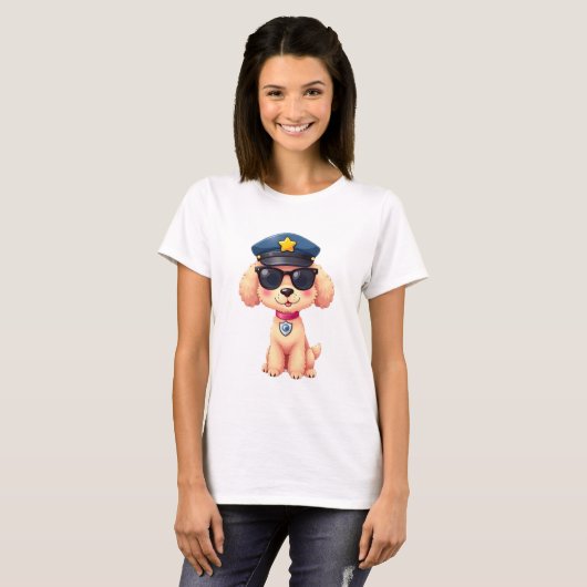 Chibi Anime Police Poodle Dog T-Shirt (Vorne ganz)