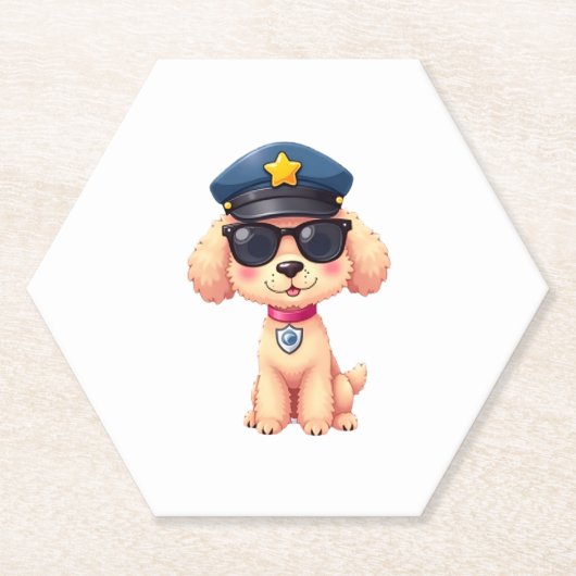 Chibi Anime Police Poodle Dog Untersetzer (Vorderseite)