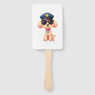Chibi-Anime-Polizei-Pudel-Hund Fächer