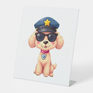 Chibi-Anime-Polizei-Pudel-Hund Sockelschild
