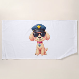 Chibi Anime Polizei Pudel Hund Strandtuch