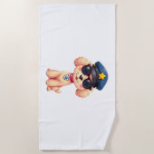 Chibi Anime Polizei Pudel Hund Strandtuch (Vorderseite)