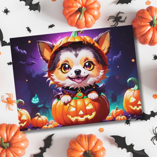 Chibi Anime Style Halloween Dog Postkarte