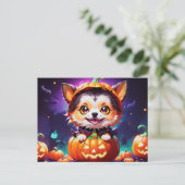 Chibi Anime Style Halloween Dog Postkarte (Stehend Vorderseite)