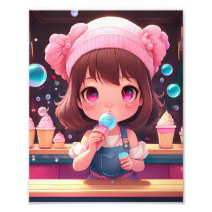 Chibi Art Chibi Gesichtseis Fotodruck