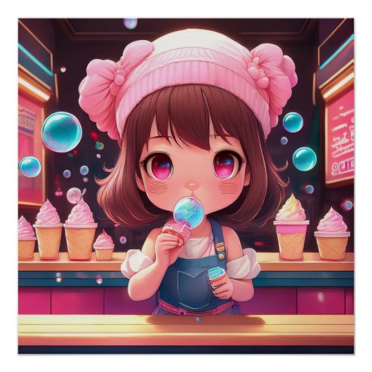 Chibi Art Chibi Gesichtseis Poster (Vorderseite)