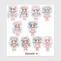 Chibi Art Niedlich Girl Anime Manga Stickers