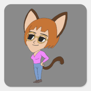 Chibi-Aufkleber Quadratischer Aufkleber