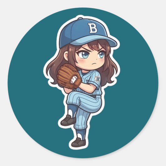 Chibi Baseball 2026 Edition - Pitcher Set Runder Aufkleber (Vorderseite)