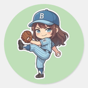 Chibi Baseball 2026 Edition - Wurfvorbereitung des Runder Aufkleber
