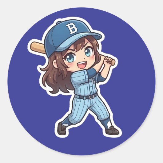 Chibi Baseball Edition - Power Swing Runder Aufkleber (Vorderseite)