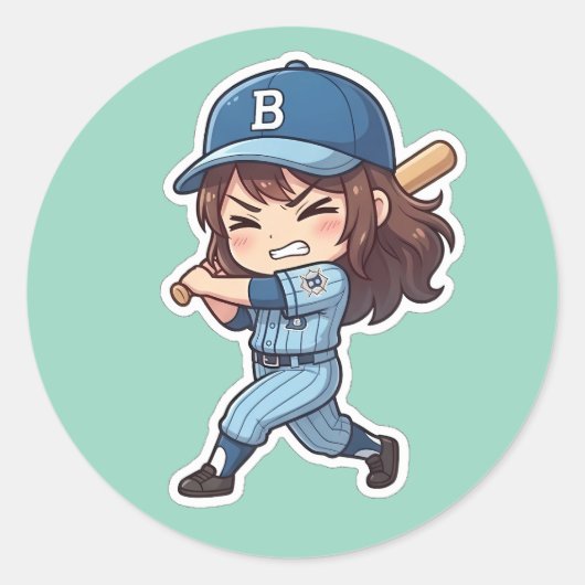 Chibi Baseball Edition - Schwerer Schlagmann Runder Aufkleber (Vorderseite)