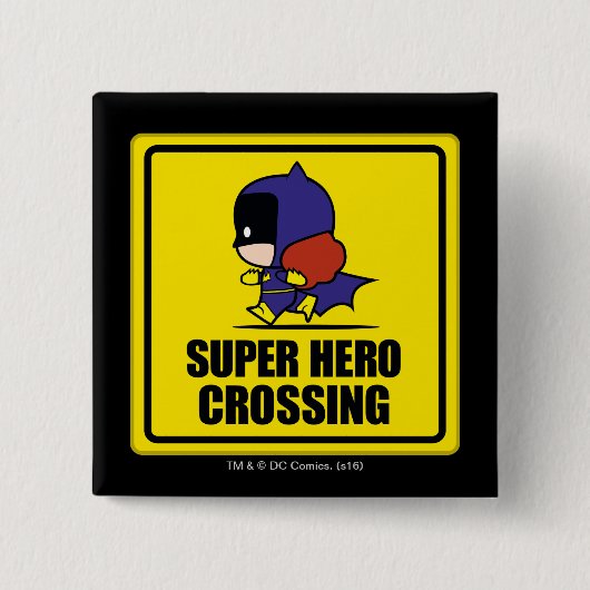 Chibi Batfrau Super Hero Crossing Sign Button (Vorderseite)