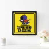 Chibi Batfrau Super Hero Crossing Sign Quadratische Wanduhr (Zuhause)