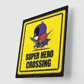 Chibi Batfrau Super Hero Crossing Sign Quadratische Wanduhr (Winkel)