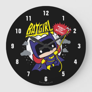 Chibi Batgirl bereit zum Handeln Große Wanduhr