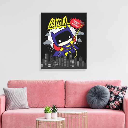 Chibi Batgirl bereit zum Handeln Leinwanddruck (Insitu (Wohnzimmer))