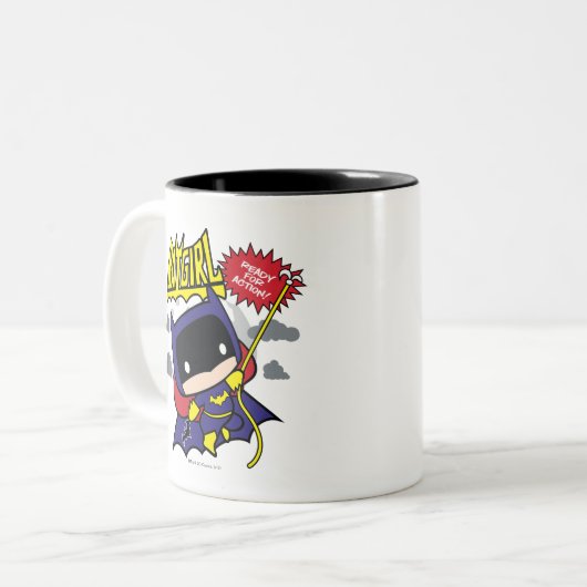 Chibi Batgirl bereit zum Handeln Zweifarbige Tasse (Vorderseite Links)