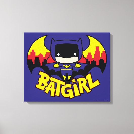 Chibi Batgirl mit Gotham Skyline & Logo Leinwanddruck (Vorderseite)