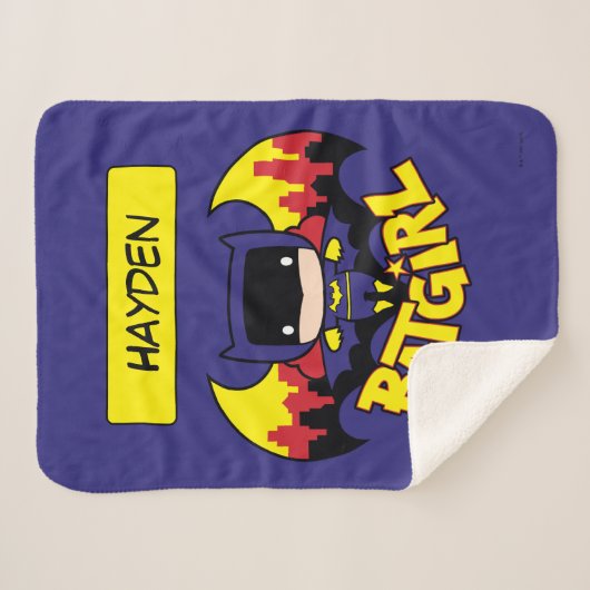 Chibi Batgirl mit Gotham Skyline & Logo Sherpadecke (Vorderseite (Horizontal))