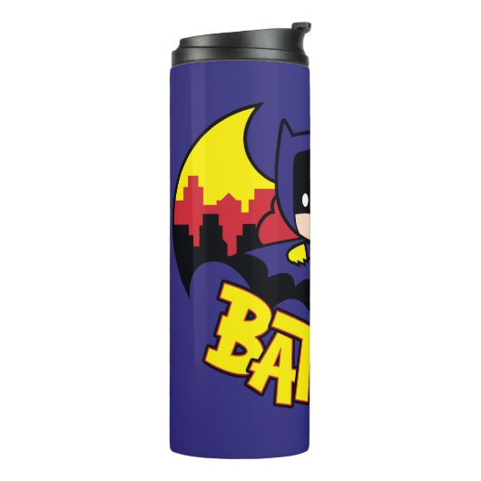 Chibi Batgirl mit Gotham Skyline & Logo Thermosbecher (Nach links gedreht)
