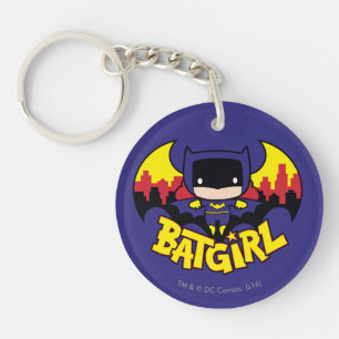Chibi Batgirl mit Gotham Skyline und Logo Schlüsselanhänger