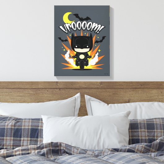 Chibi Batman Batcycle Leinwanddruck (Insitu (Schlafzimmer))